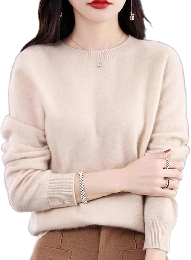 100% Cashmere Crew Neck Long Sleeve Soft Pullover Sweater Women's Cashmere Sweater