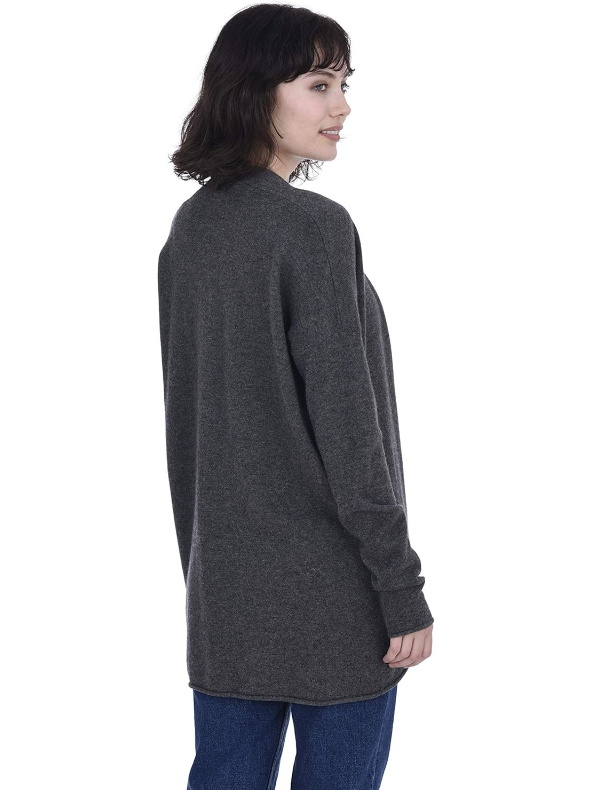 Lightweight Open Front Cardigan 100% Pure Cashmere Long Sleeve Sweater for Women