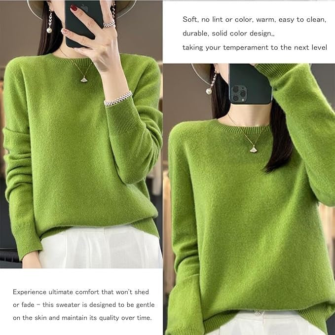 100% Cashmere Crew Neck Long Sleeve Soft Pullover Sweater Women's Cashmere Sweater