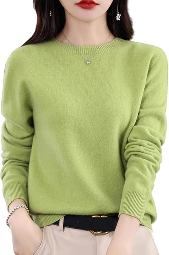 100% Cashmere Crew Neck Long Sleeve Soft Pullover Sweater Women's Cashmere Sweater