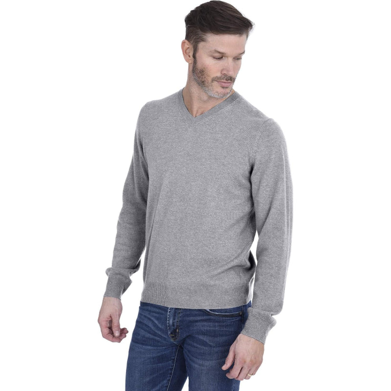 Men’s Basic V-Neck Sweater 100% Pure Cashmere Long Sleeve Classic Pullover