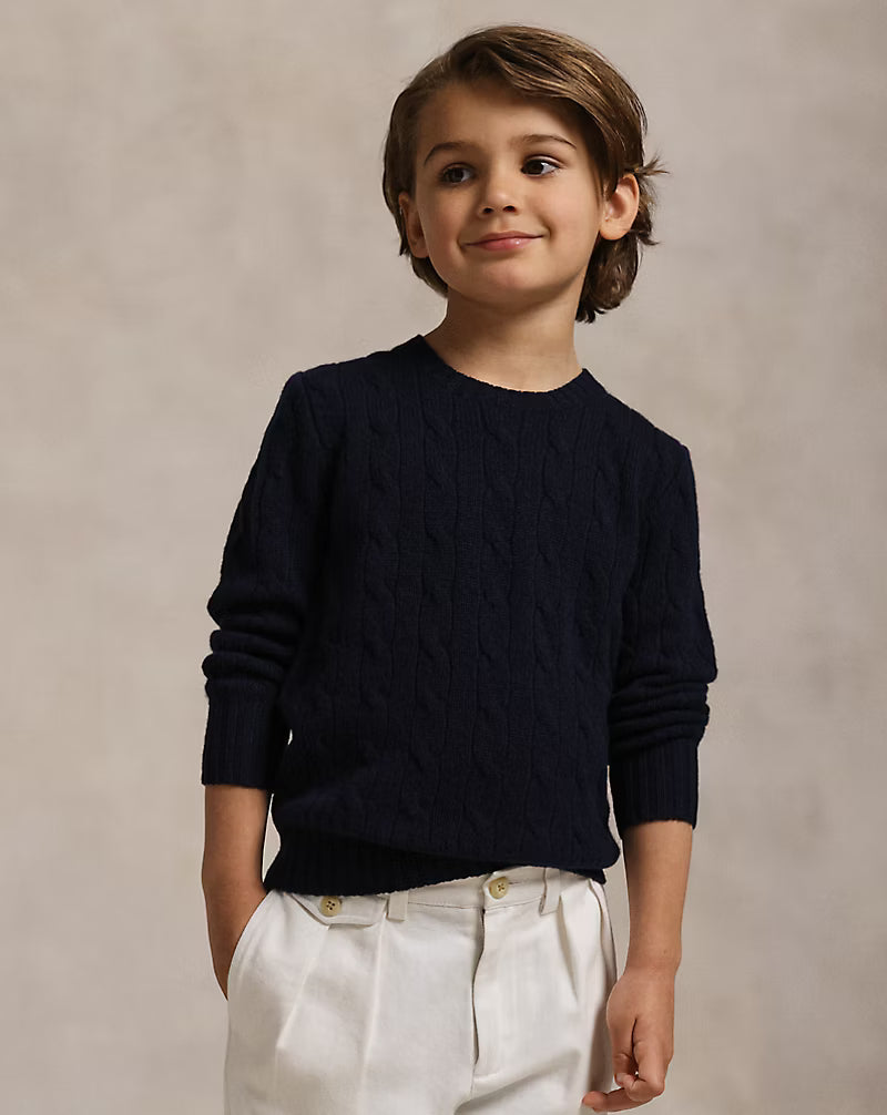 Iconic Cable-Knit 100% Cashmere Sweater — Timeless Kids’ Cable Pullover