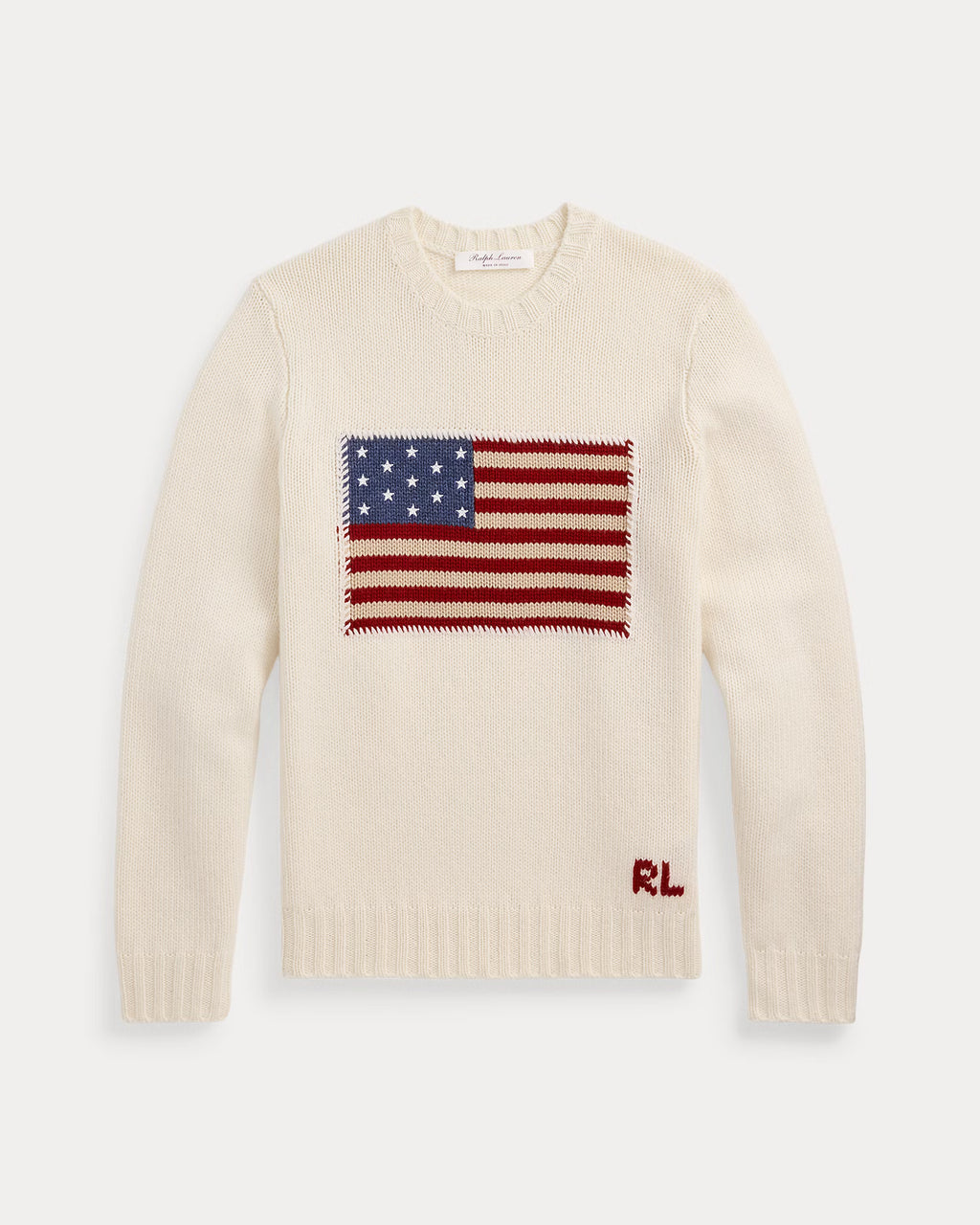 Flag Cashmere Crewneck Sweater — 100% Cashmere, Custom Fit & Personalized Embroidery