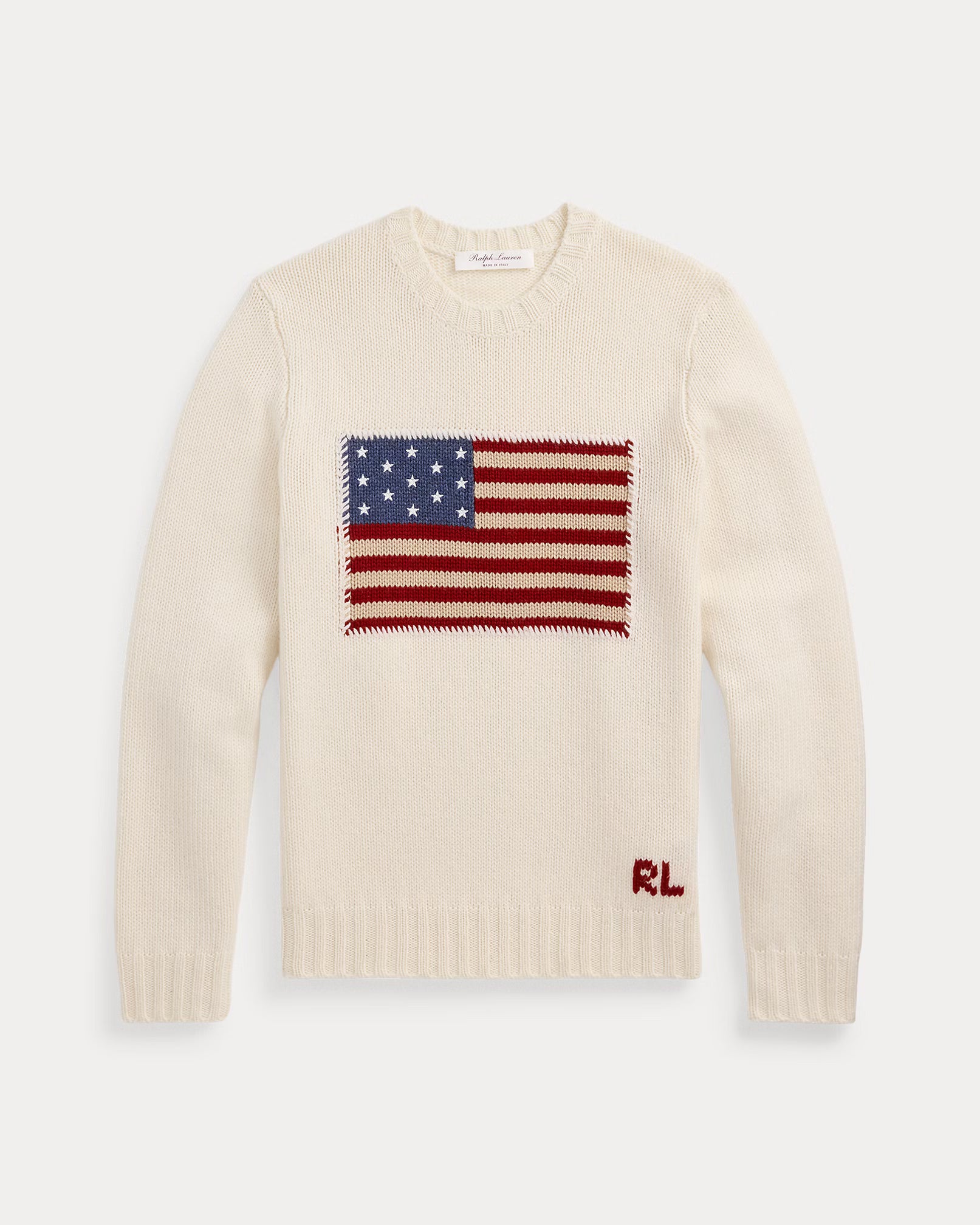 Flag Cashmere Crewneck Sweater — 100% Cashmere, Custom Fit & Personalized Embroidery