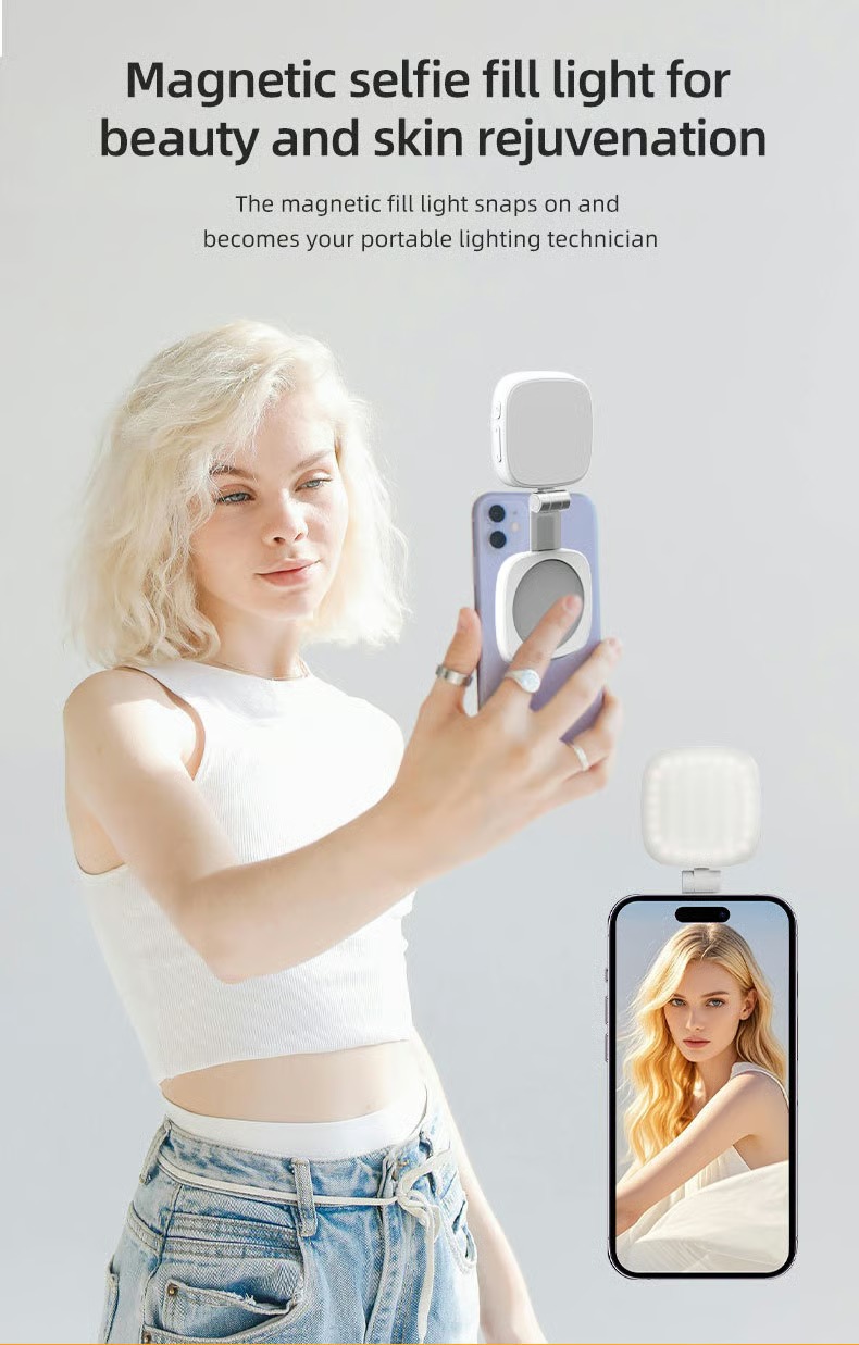 💥 3 in 1 magnetic beauty selfie light with mirror for phones