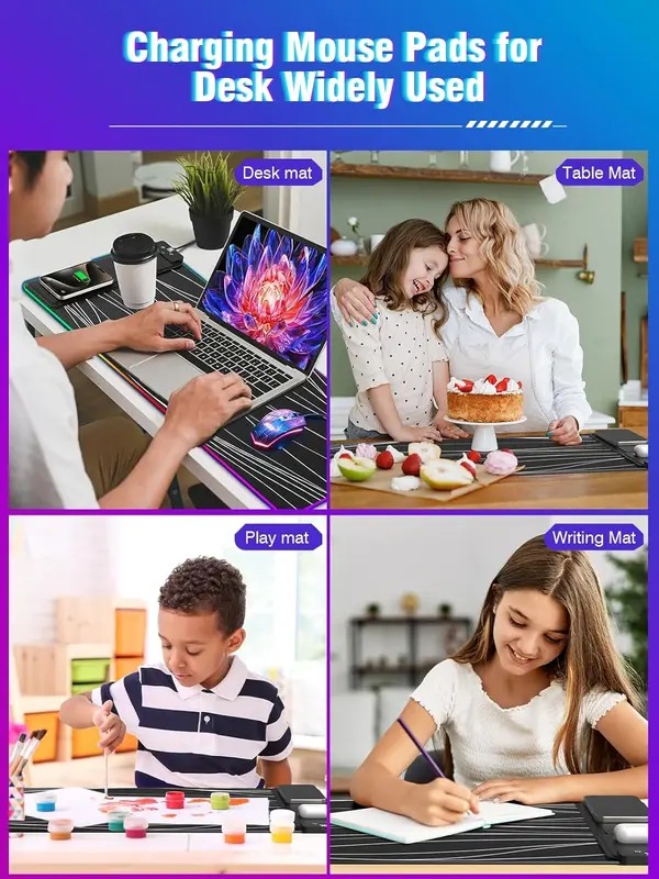 ✨led gaming mouse pad with magnetic wireless charging