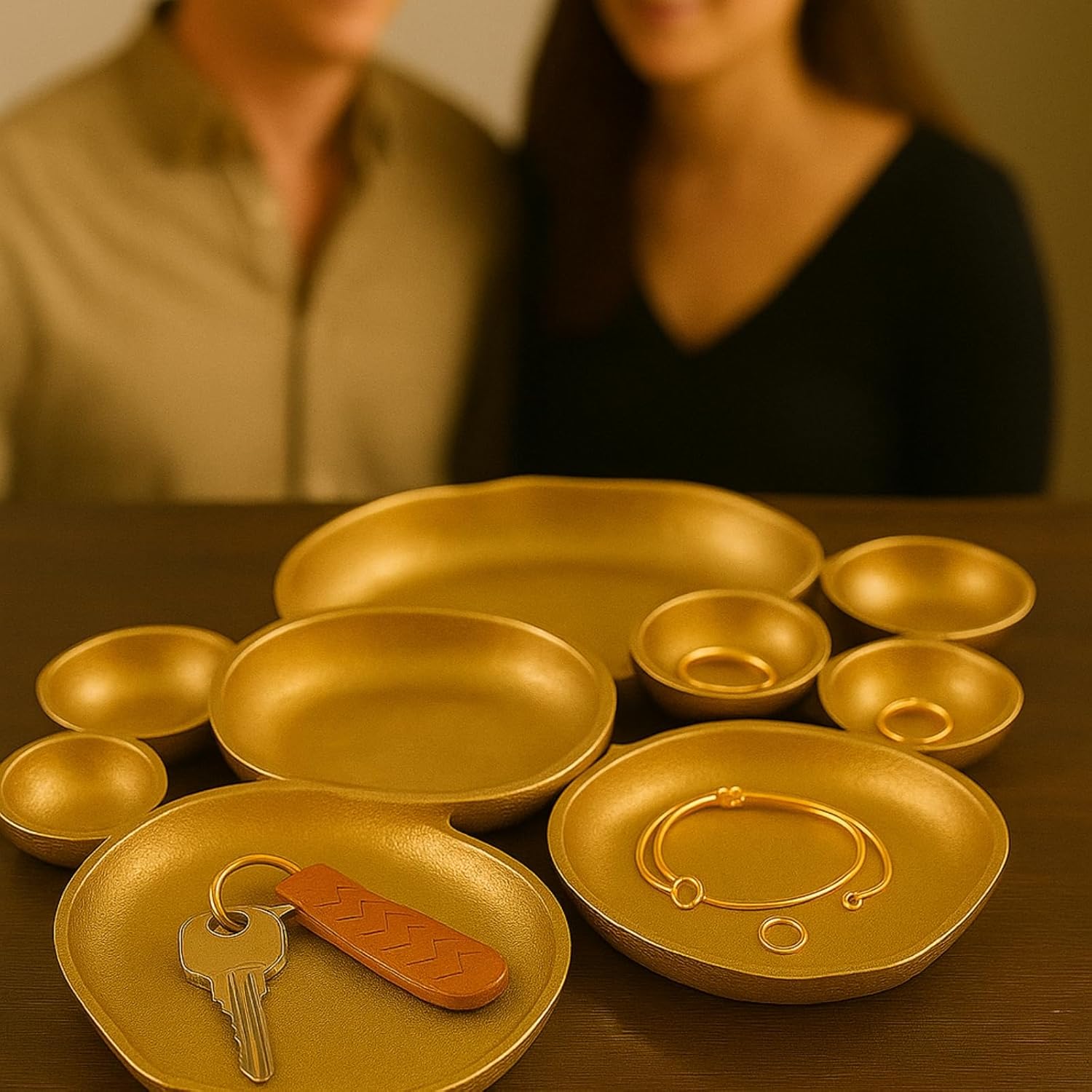 🍽️ Cluster Decorative Bowls – Bright Gold Iron Appetizer Serving Tray - Image 5