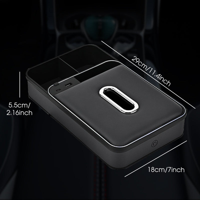 armrest storage box with led ambient lighting