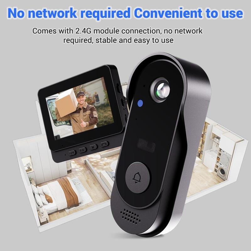 wireless doorbell camera: 1080p, 170° angle, 4.3 inch screen, ipx65 outdoor waterproof, night vision