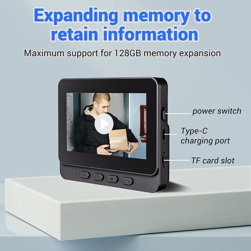 wireless doorbell camera: 1080p, 170° angle, 4.3 inch screen, ipx65 outdoor waterproof, night vision