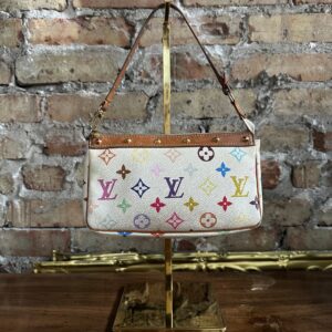 Vintage Louis Vuitton X Takashi Murakami 2004 White Monogram Multicolore Pochette Accessoires