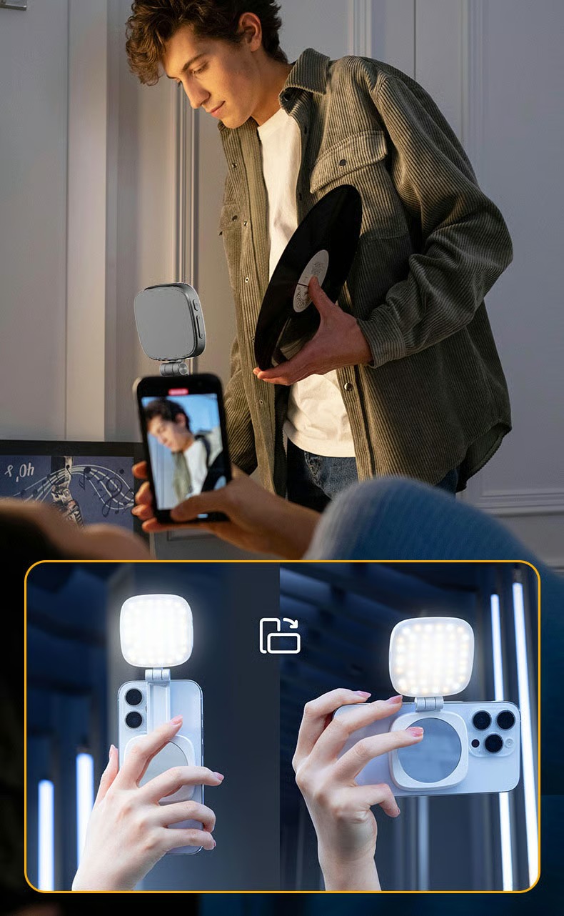 💥 3 in 1 magnetic beauty selfie light with mirror for phones