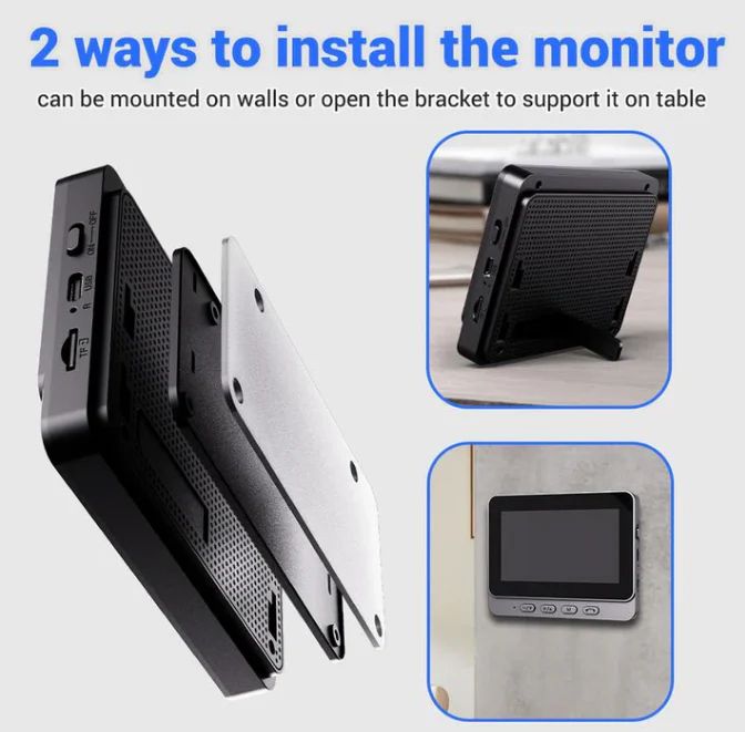 wireless doorbell camera: 1080p, 170° angle, 4.3 inch screen, ipx65 outdoor waterproof, night vision