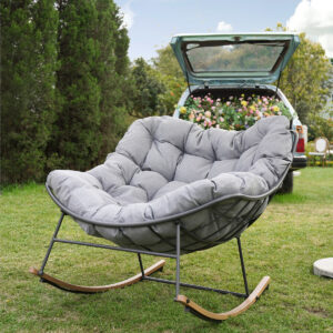 Outdoor & Indoor Steel Rocking Chair with Water-Resistant Cushions