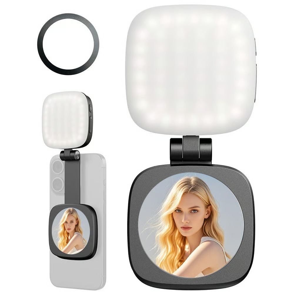 💥 3 in 1 magnetic beauty selfie light with mirror for phones