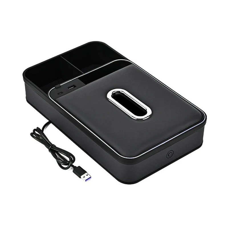 armrest storage box with led ambient lighting