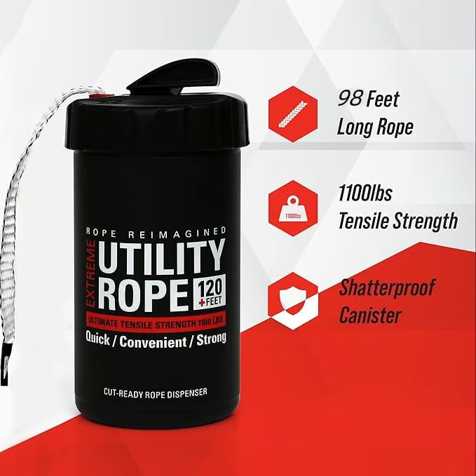 98ft Heavy-Duty Utility Rope Dispenser with Built-In Cutter